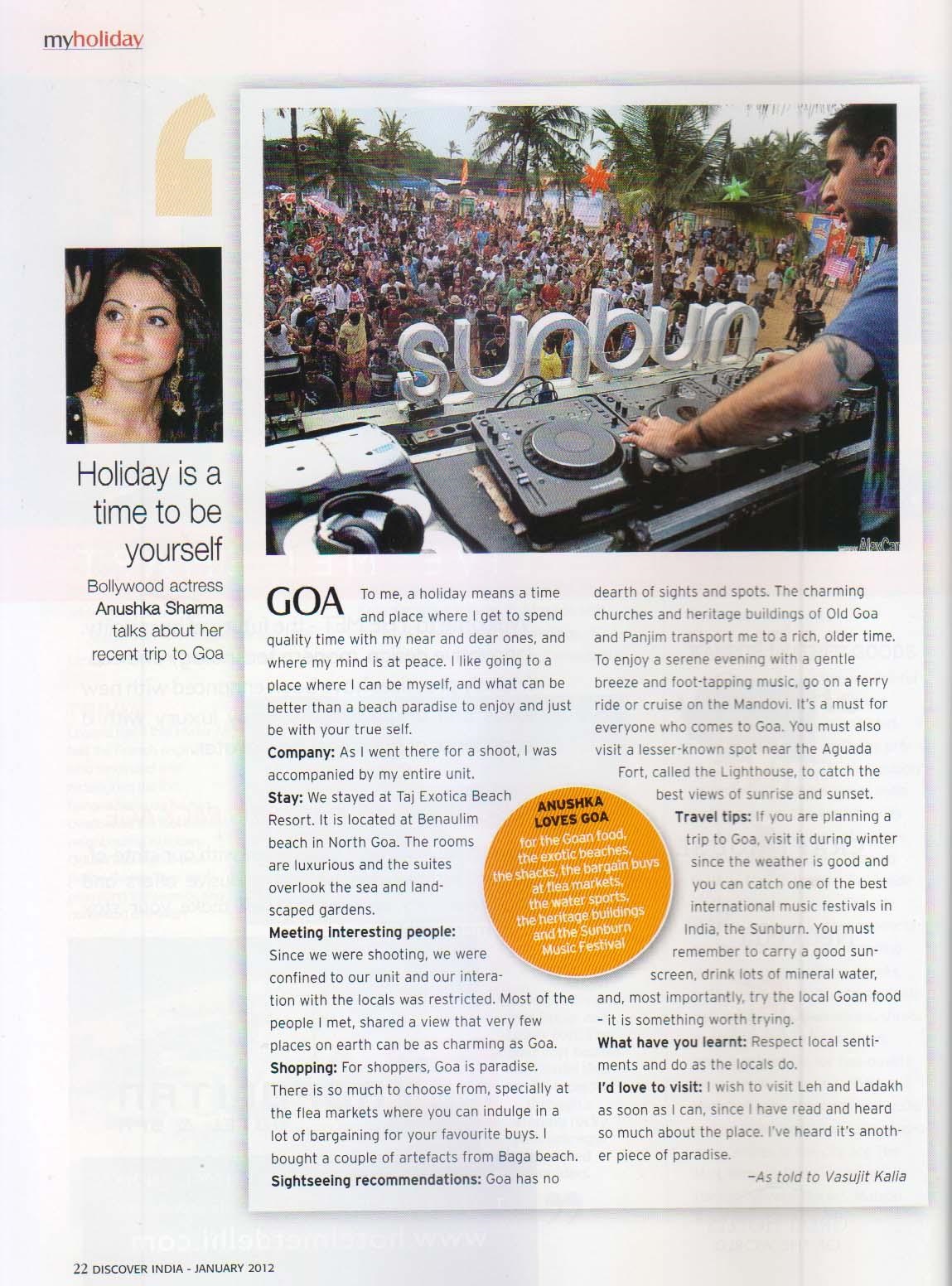 Coverage of Leading Indian Actress Anushka Sharma for Discover India Magazine