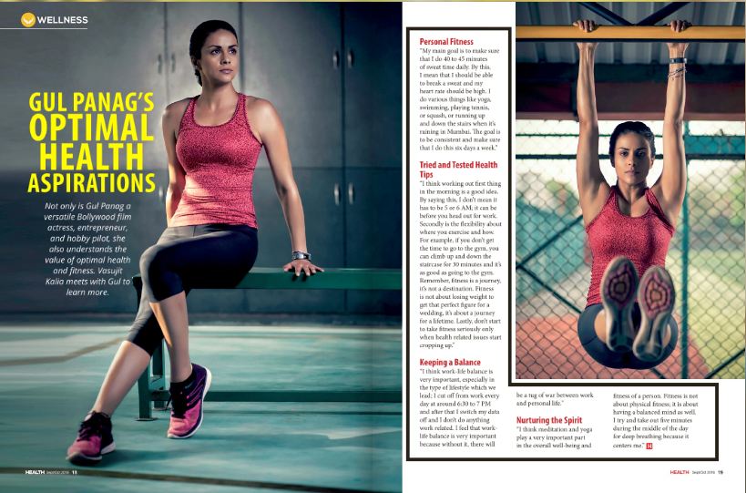 Interview of Bollywood Actress and former Miss India Gul Panag by Vasujit Kalia in Health Magazine Dubai