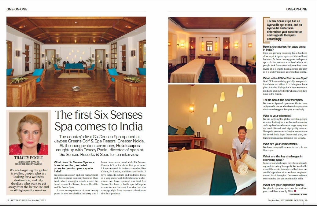 First Six Senses Spa Comes to India for Hotel Scapes Magazine