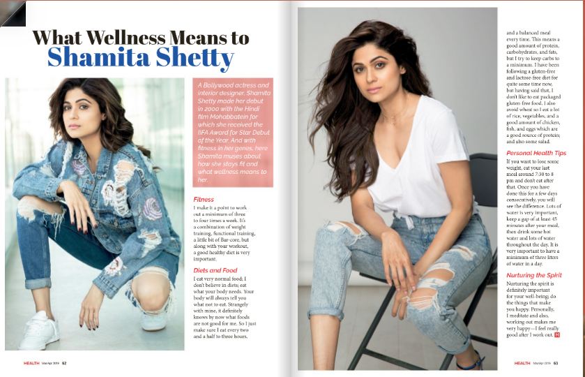 Bollywood actor Shamita Shetty in Health Magazine Dubai