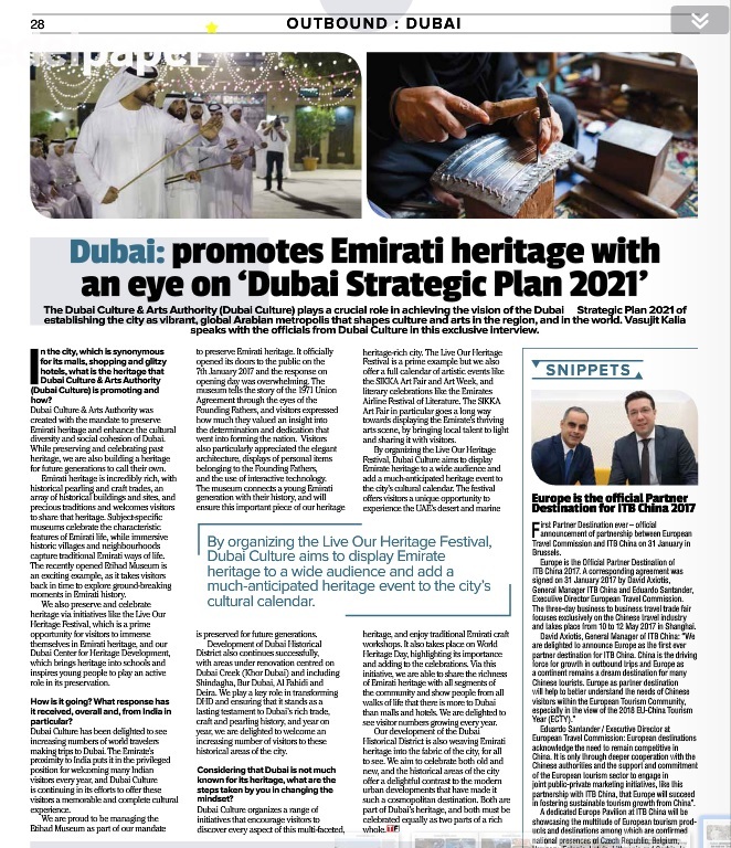 Dubai: promotes Emirati Heritage for Tourism First Magazine