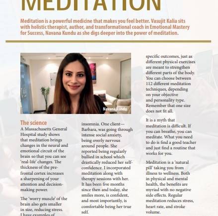 Coverage of Holistic Healer  Navana Kundu in Health Magazine Dubai