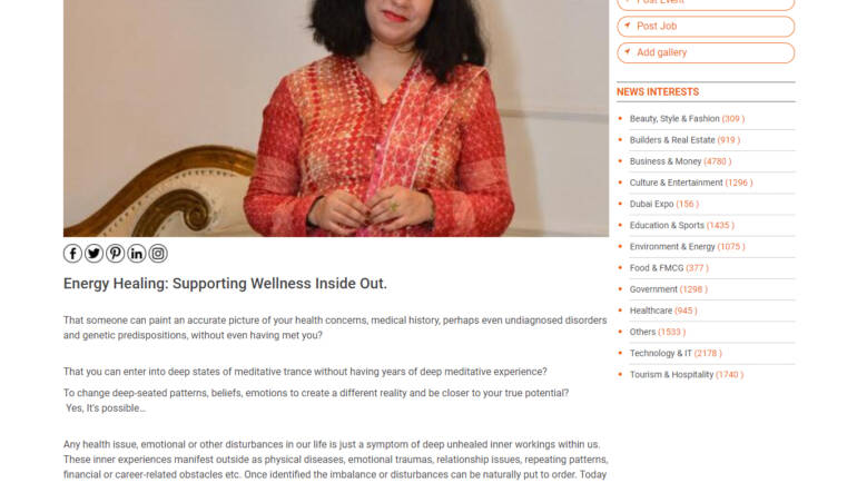 Coverage of Kanika Sharma, Holistic Healer in Day of Dubai